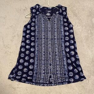 Sonoma Navy and White Floral Top